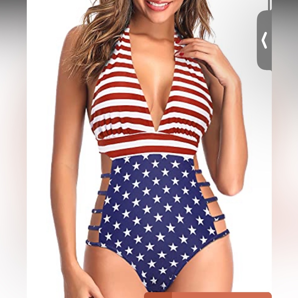 Aqua Eve Women Sexy One Piece Swimsuit Halter Plunge V Neck Cutout Bathing Suit